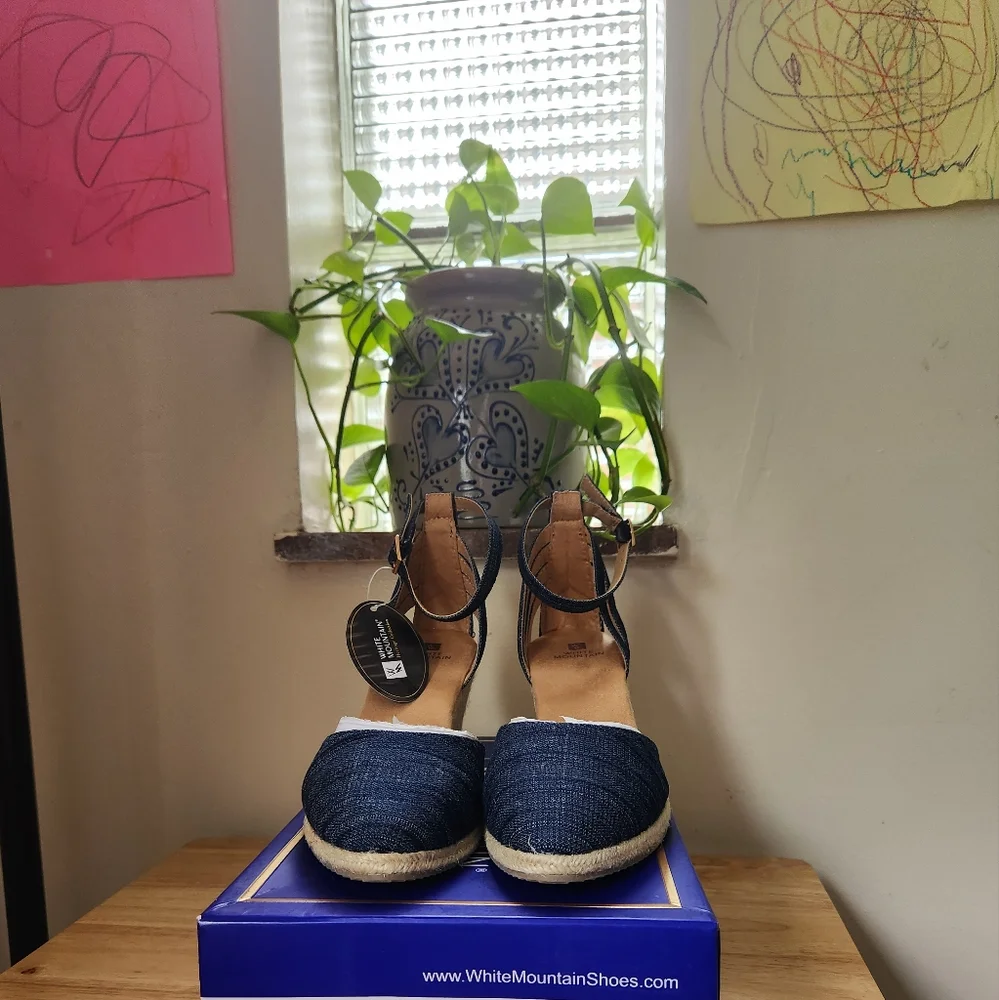 White Mountain Blue Denim Espadrilles. - Picture 1 of 5
